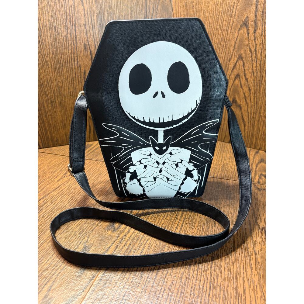 Black Jack Skellington Coffin Shape Crossbody Bag Nightmare Before Christmas - Picture 2 of 10
